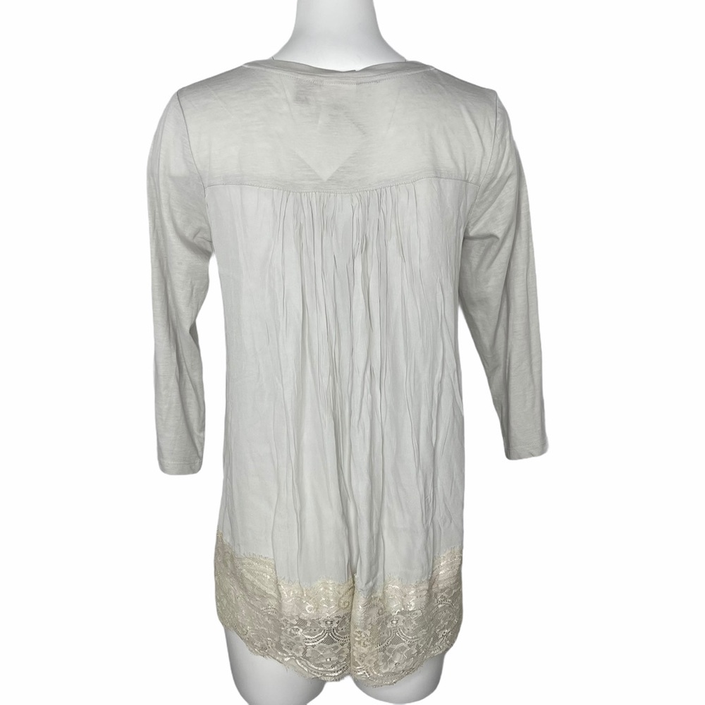 LOGO Lori Goldstein Gray Lace Cotton Tunic XS New - Picture 5 of 5